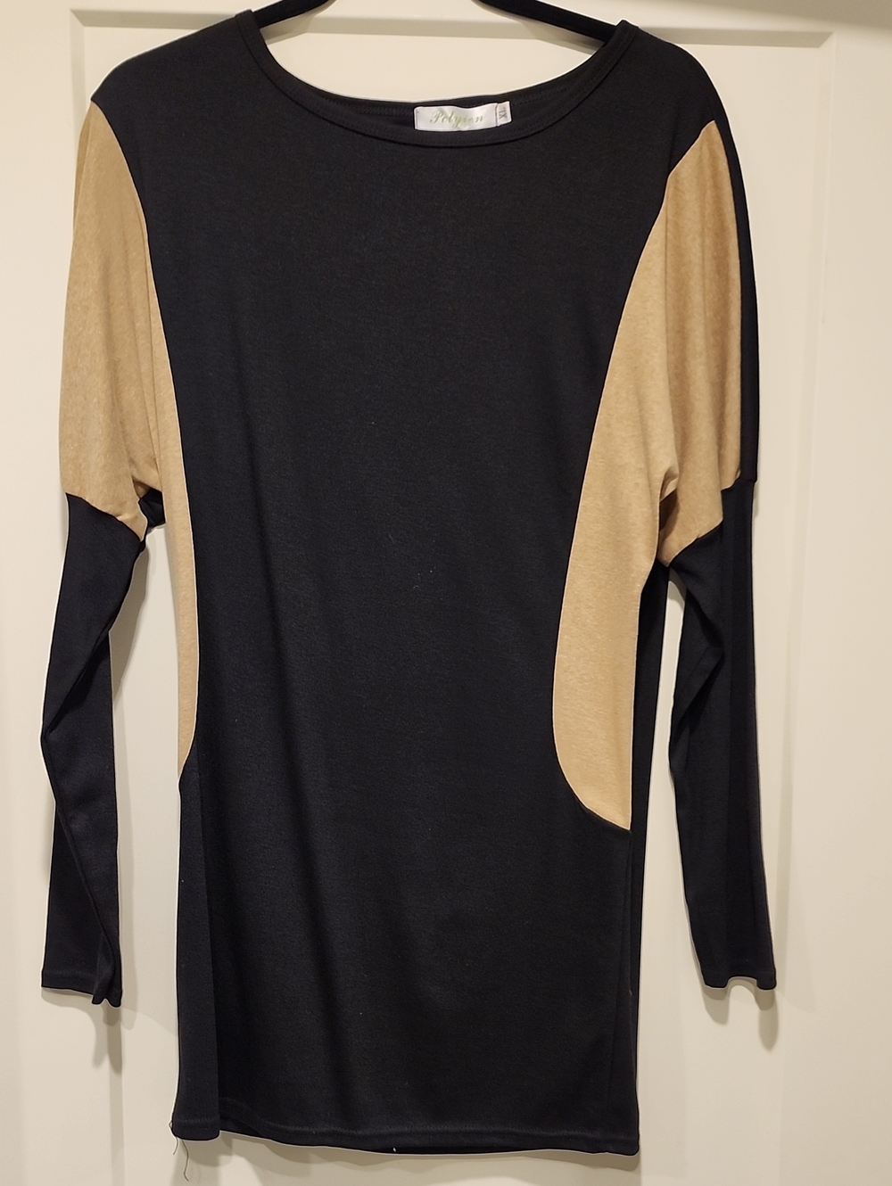 Black and Tan Colorblock Long Sleeve Dress
